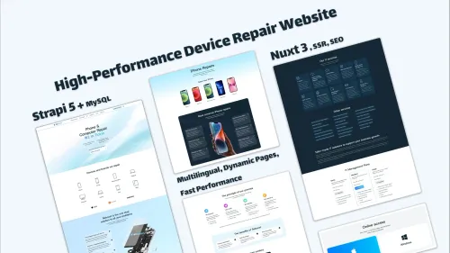 Високопродуктивний багатомовний сайт сервісу ремонту техніки: Strapi v5 + Nuxt 3 (SSR) + MySQL
